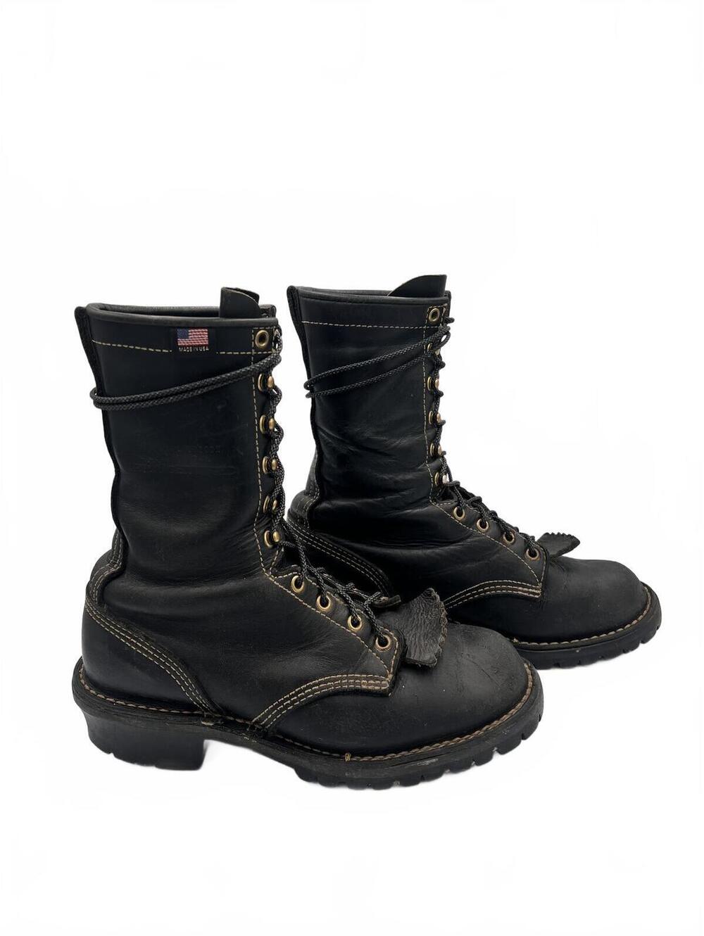 Danner Wildland Fire Boots 7.5 EE Black Leather USA Vibram Logger Boots